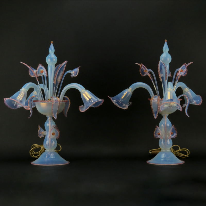 Pair of Italian Venetian Glass Table Lamps