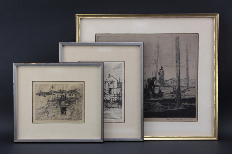 Three (3 ) Antique Dry Point Etchings
