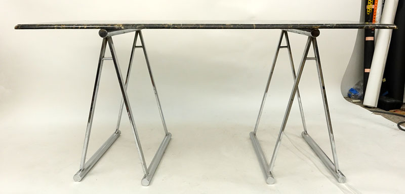 Retro Chrome and Marble Top Desk/Table