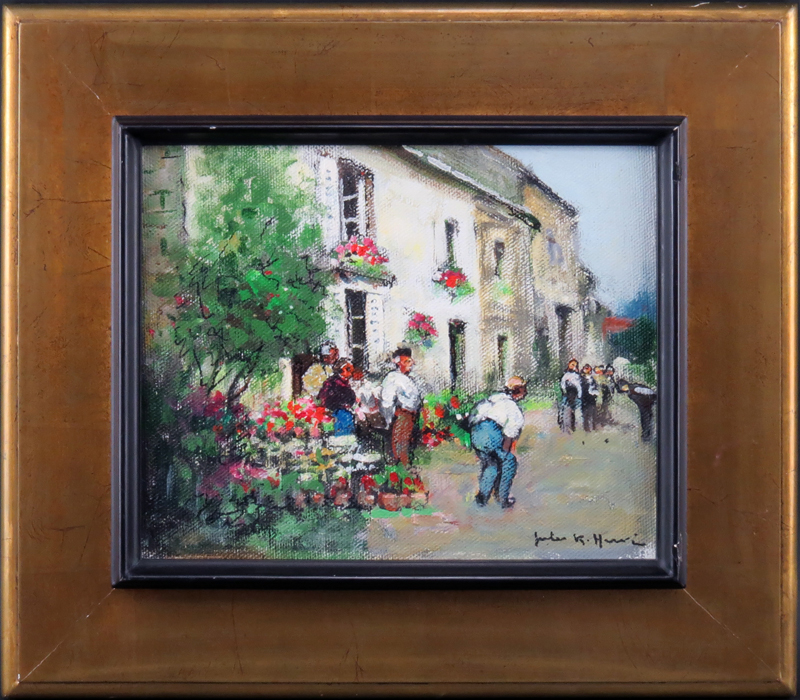 Jules Rene Herve, French (1887-1981) Oil on Canvas "Joueurs de Boules" Signed Lower Right
