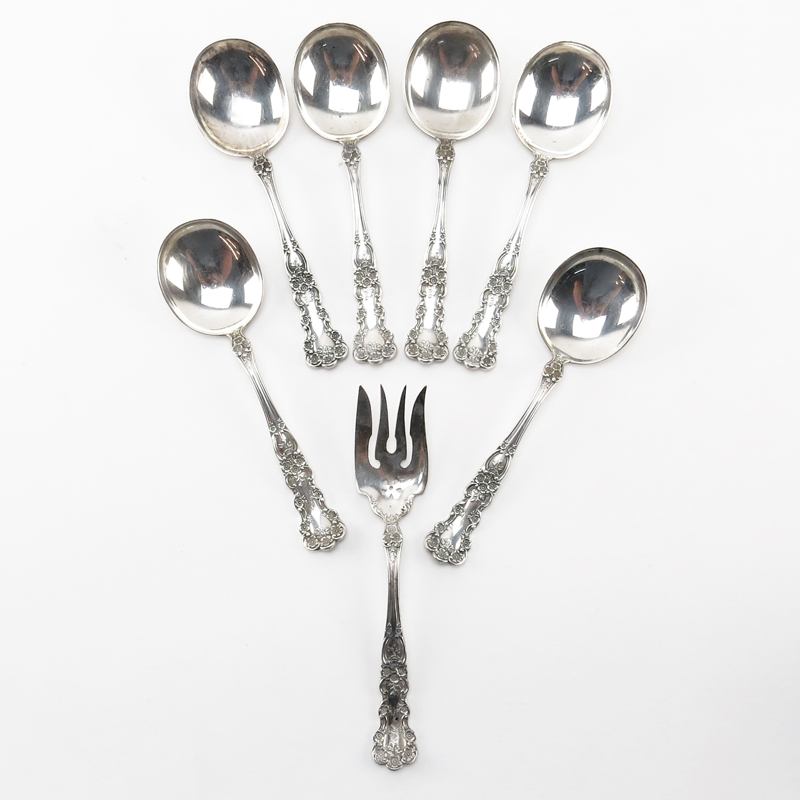 Set of Seven (7) Gorham "Buttercup" Sterling Silver Spoons and Fork