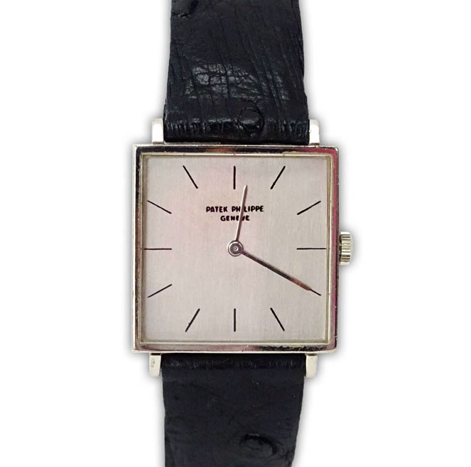 Men's Vintage Patek Philippe Genève 18 Jewel 18 Karat White Gold Watch Ref. 3503 with Ostrich Strap