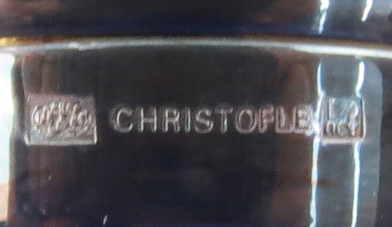 Christofle Art Deco Silver Plate and Cobalt Blue Glass Candlesticks