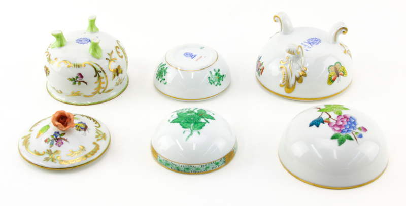 Grouping of Three (3) Herend Porcelain Covered Trinket Boxes