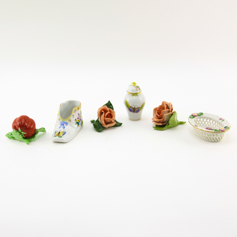 Grouping of Six (6) Herend Handpainted Porcelain Miniatures