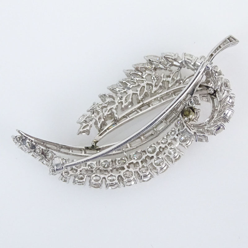  6.0 Carat Round Brilliant, Marquise and Baguette Cut Diamond and Platinum Leaf Brooch. 