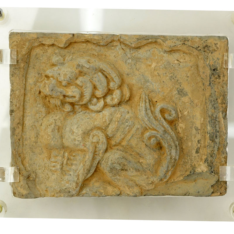 Early Chinese Terracotta Plaque Depicting A Foo Lion