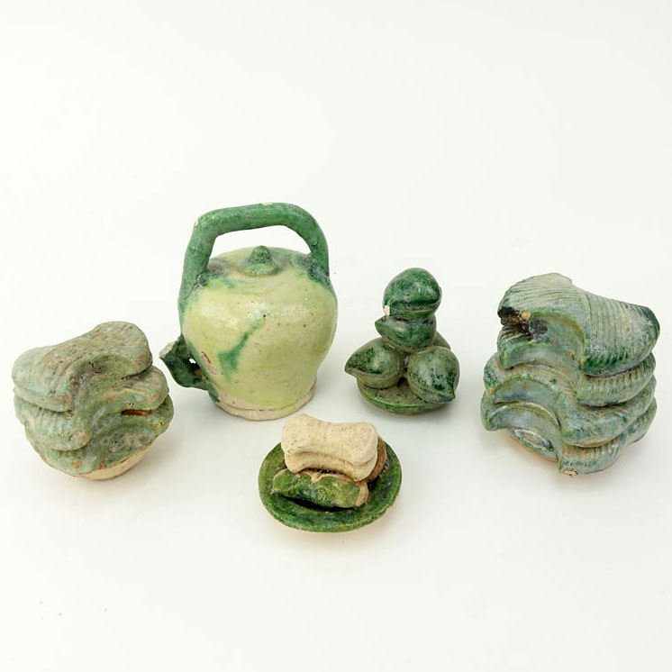 A Lot of Five (5) Chinese Ming Dynasty Terracotta Funerary Food Offerings
