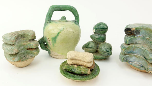A Lot of Five (5) Chinese Ming Dynasty Terracotta Funerary Food Offerings