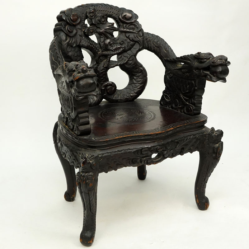 Antique Chinese Carved Hardwood Chair