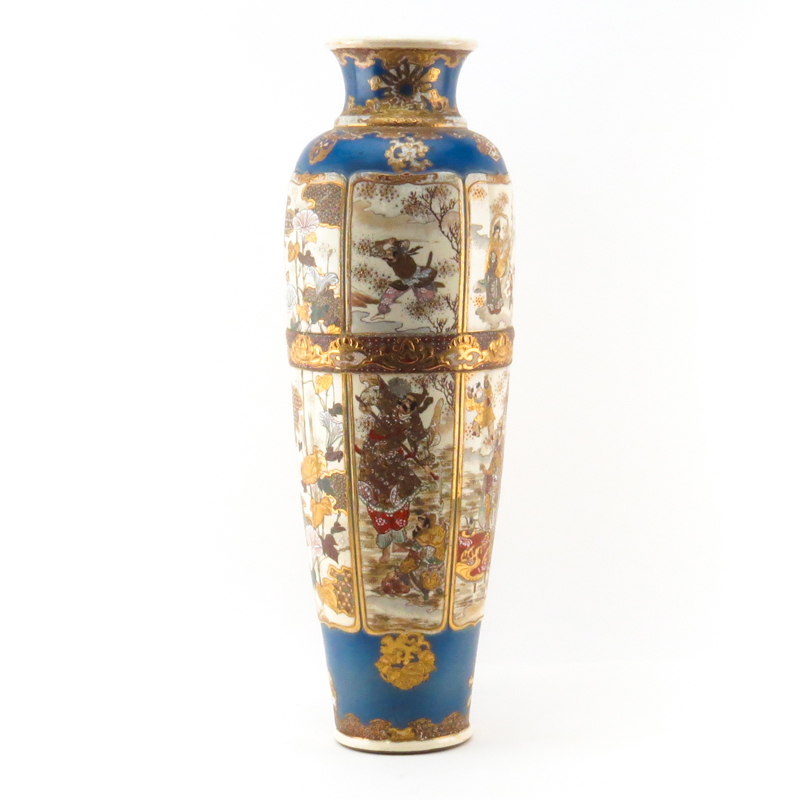 Very Tall Vintage Satsuma Pottery Vase
