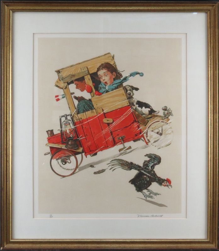 Norman Rockwell, American (1894-1978) Color Lithograph "Downhill Racer"
