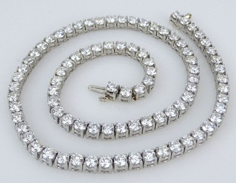 30.0 Carat Graduated Round Brilliant Cut Diamond and Platinum Necklace.