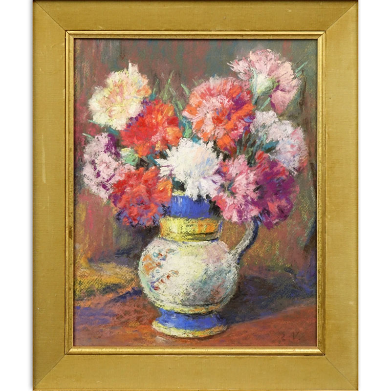 Attributed to: êdouard Vuillard, French (1868-1940) Pastel on Paper, Still Life with Flowers
