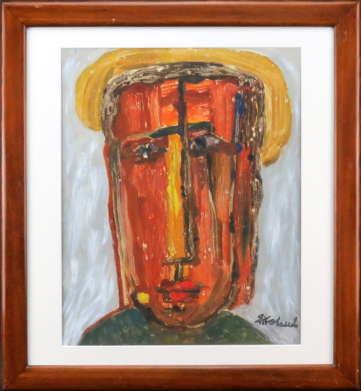 Attributed to: Vladimir Yakovlev, Russian (1934-1998) Gouache on Cardboard, Portrait