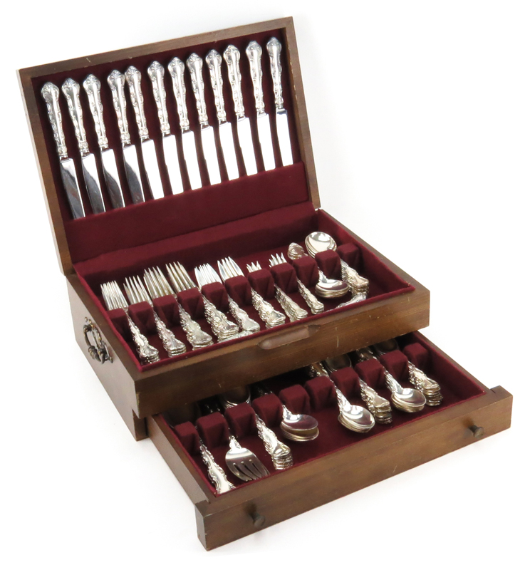 One Hundred Thirty Two (132) Piece Set Gorham Strasbourg Sterling Silver Flatware