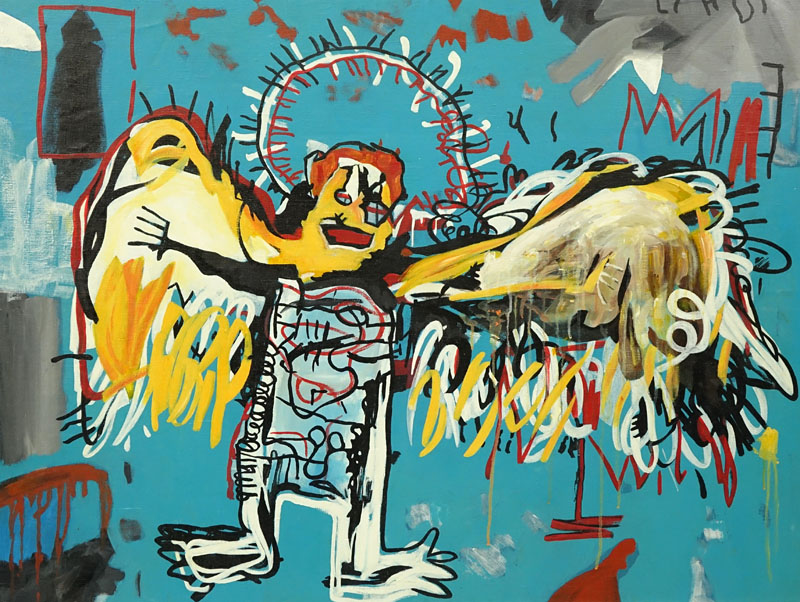 After: Jean-Michel Basquiat, American (1960-1988) Oil on Canvas, Untitled (Fallen Angel)