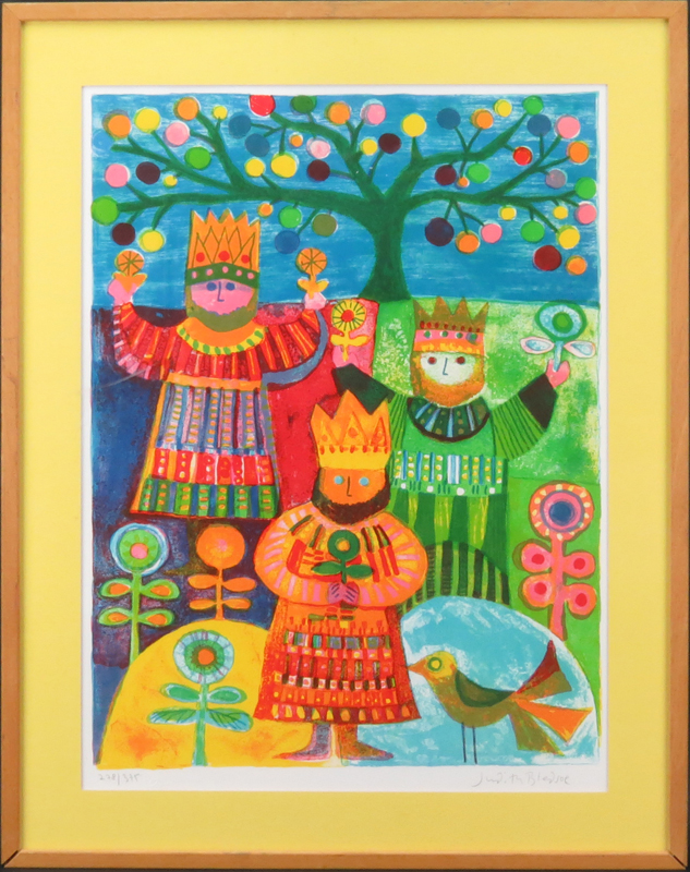 Judith Bledsoe, American (b. 1983) "3 Kings" Offset Color Lithograph Pencil Signed and numbered 278/375