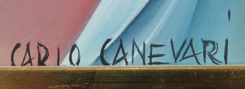 Carlo Canevari, Italian (1922-1996) "Untitled" Oil on Board Signed Lower Right