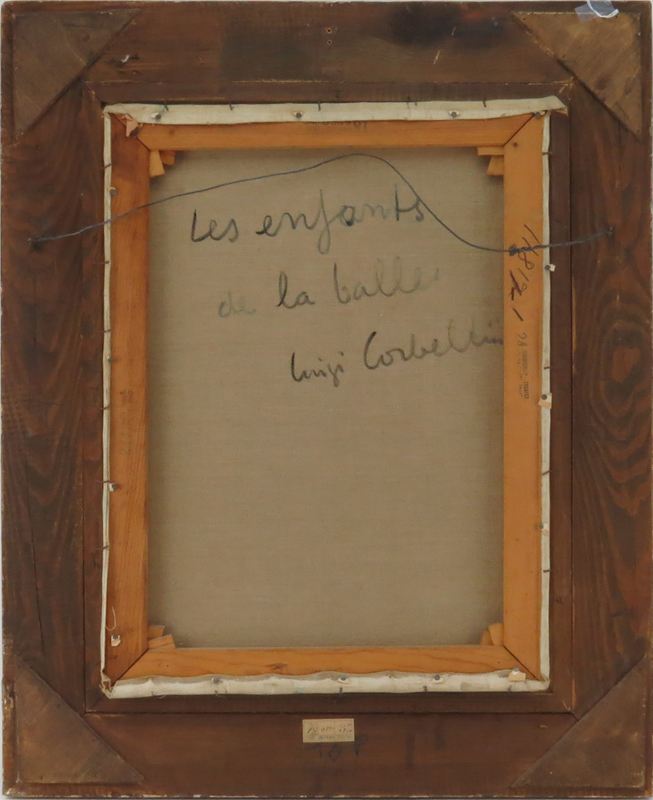 Luigi Corbellini, French/Italian (1901-1968) Oil on Canvas "Les Enfant de la Balle" Signed Lower Left