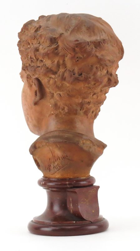 Cyprian (de la Frenaye) Godebski, French (1835-1888) Terracotta Sculpture on Rouge Marble Socle
