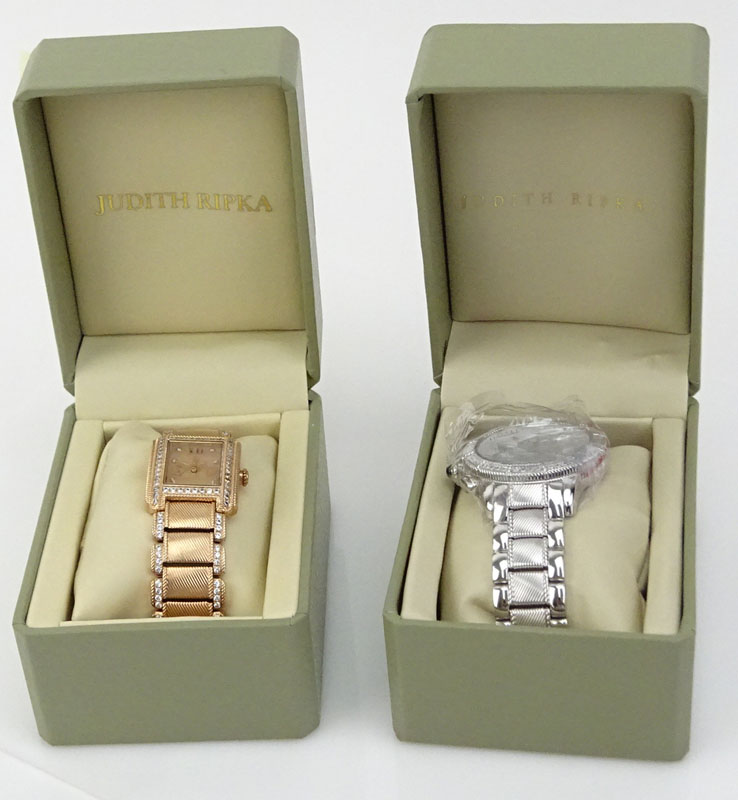 Two Judith Ripka Lady's Watches with Quartz Movements and with Box and Papers