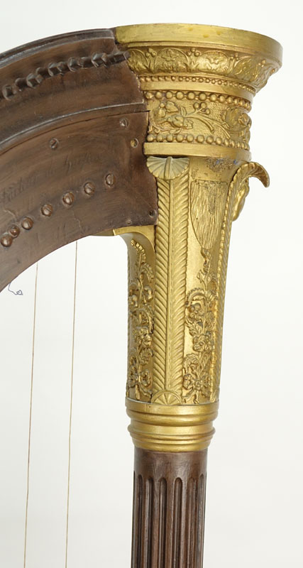 19th Century French Empire Carved Wood Harp