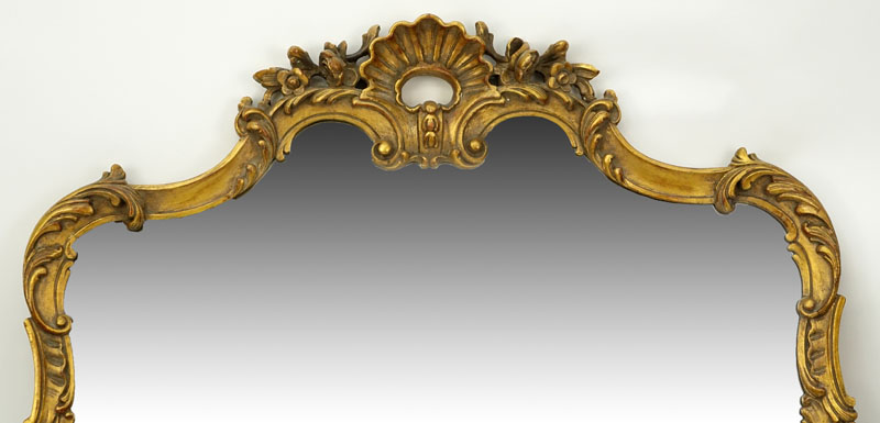 Mid Century Italian Carved Gilt Wood Mirror