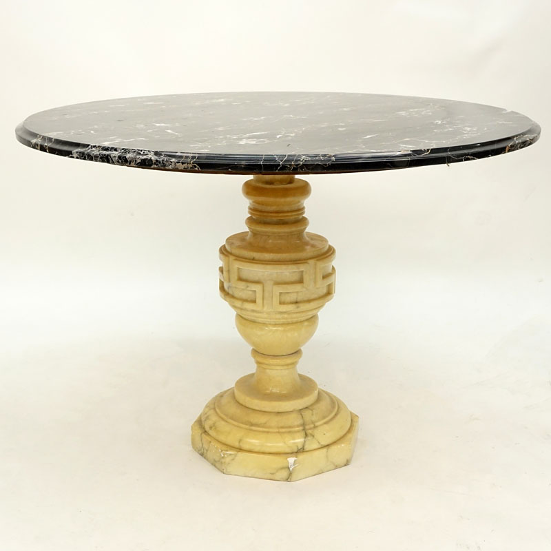 Mid Century Neoclassical Style Marble Pedestal Table