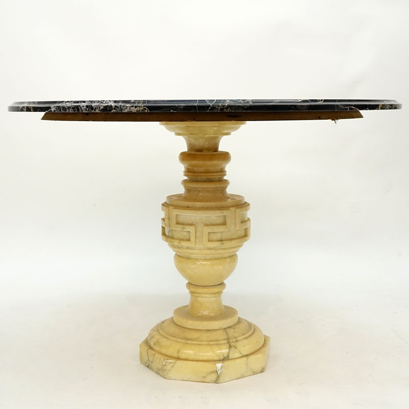 Mid Century Neoclassical Style Marble Pedestal Table