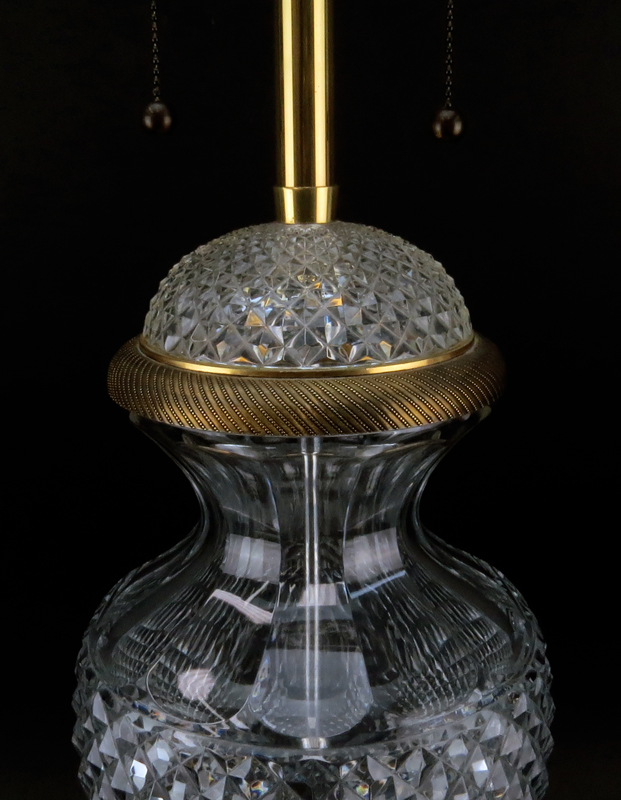 Large Baccarat Style Cut Crystal and Bronze Mounted Lamp