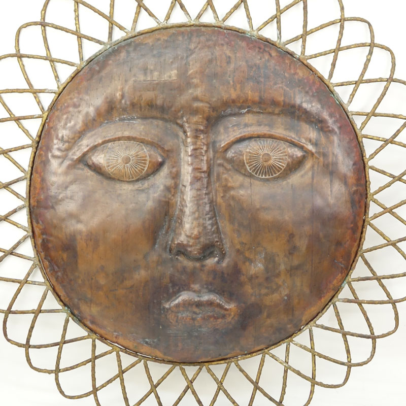 In the manner of Sergio Bustamante Large Copper Sun Sculpture