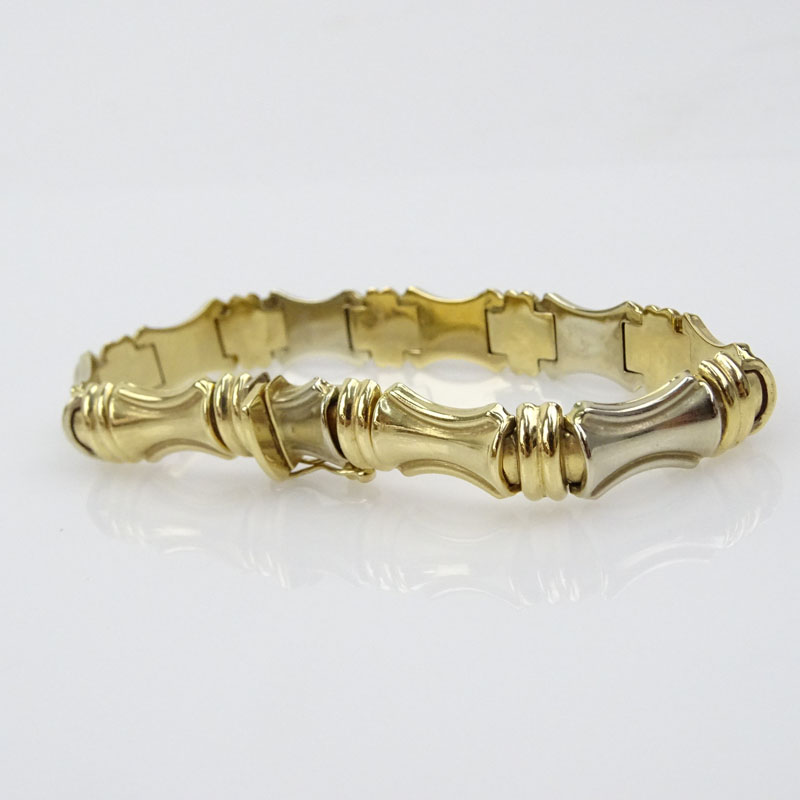 Vintage 14 Karat Yellow Gold Bamboo style Link Bracelet
