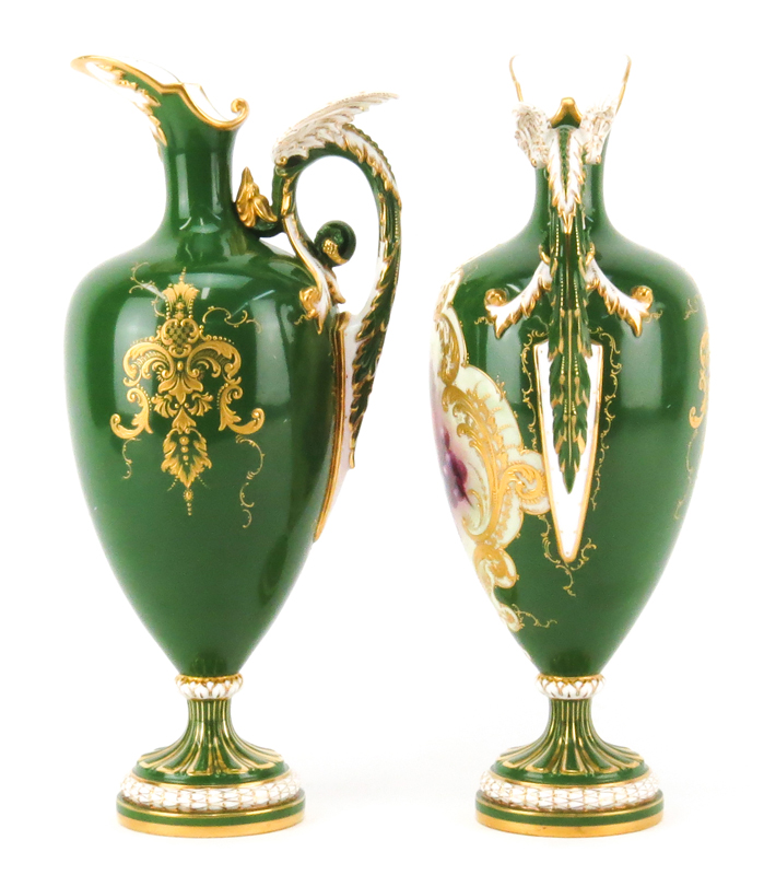 Pair of Royal Worcester Gilt Hand Painted Ewer