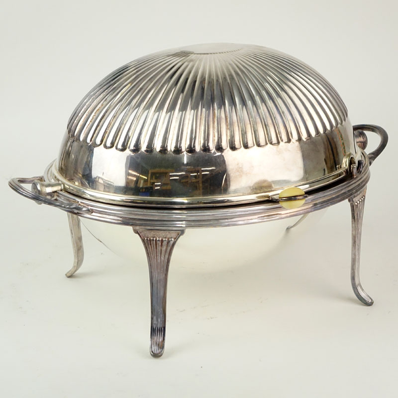 Antique Atkins Brothers Silver Plate Revolving Dome Warming Dish