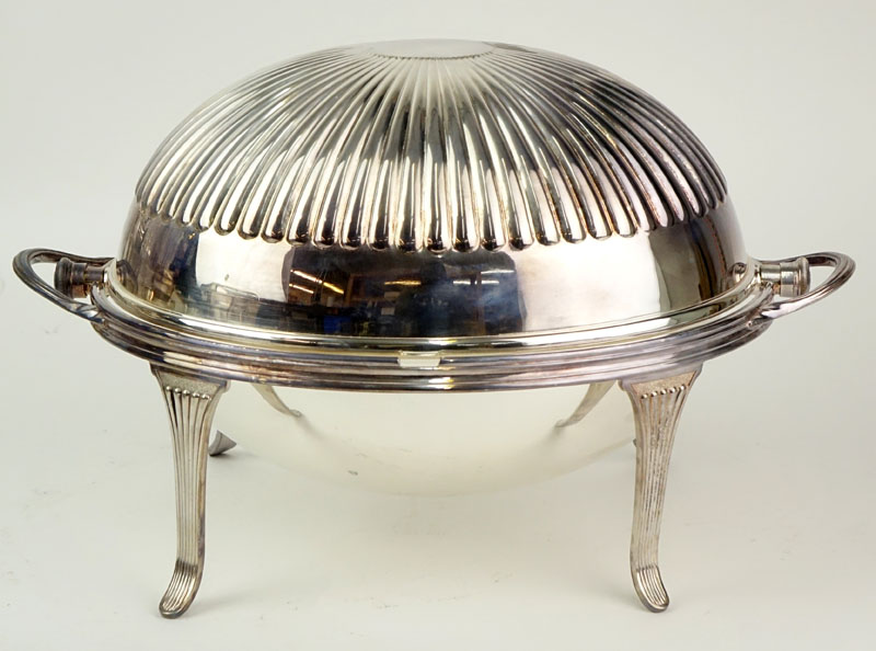 Antique Atkins Brothers Silver Plate Revolving Dome Warming Dish
