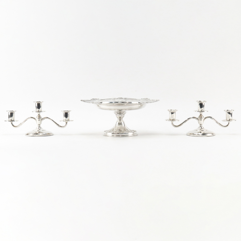 Grouping of Three (3) Sterling Silver Tabletop Items (weighted)