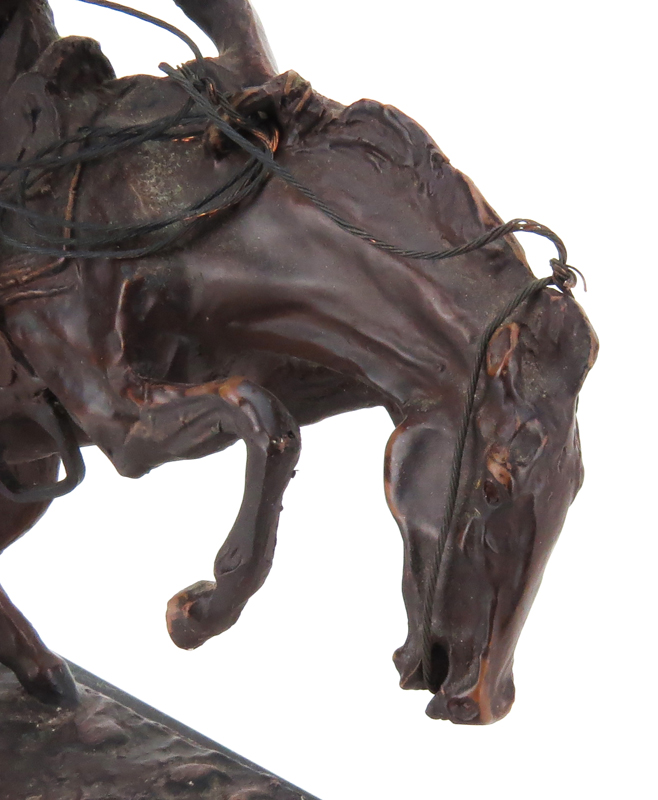 After: Frederic Remington "Bronco Buster" Bronze Sculpture on Marble Base