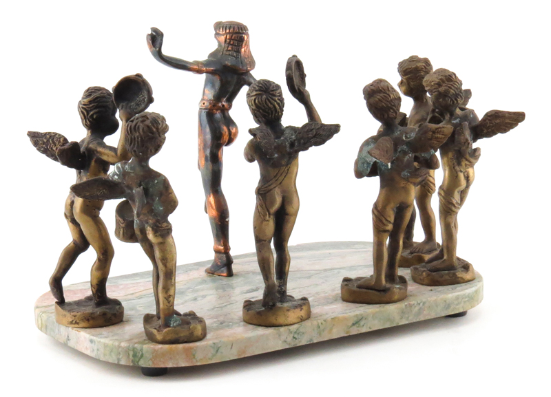 20th Century Bronze Figures on Marble Base