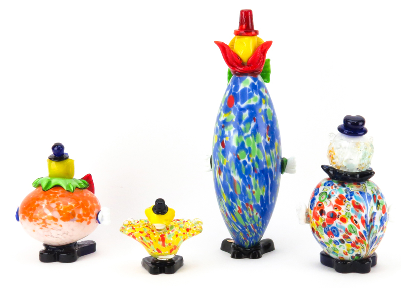 Collection of Four (4) Murano Glass Clowns