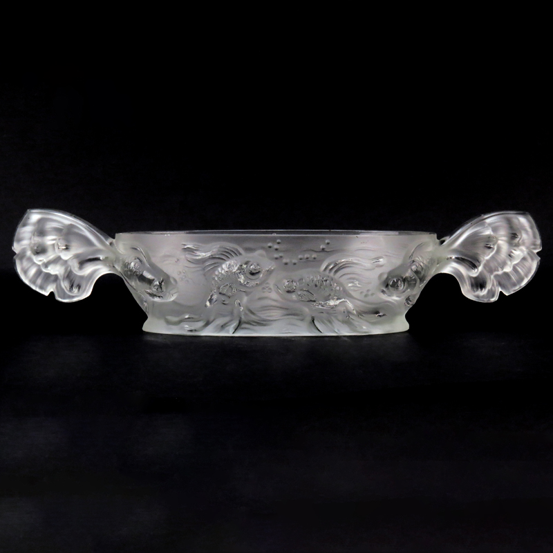 Verlys Frost Art Glass "Koi" Centerpiece Bowl