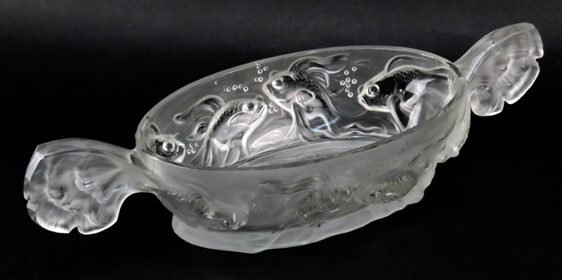 Verlys Frost Art Glass "Koi" Centerpiece Bowl