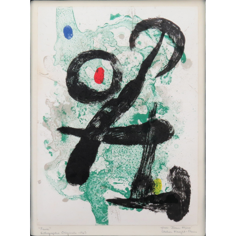 After: Joan Miro, French (1893-1983) Color Lithograph "Faume"