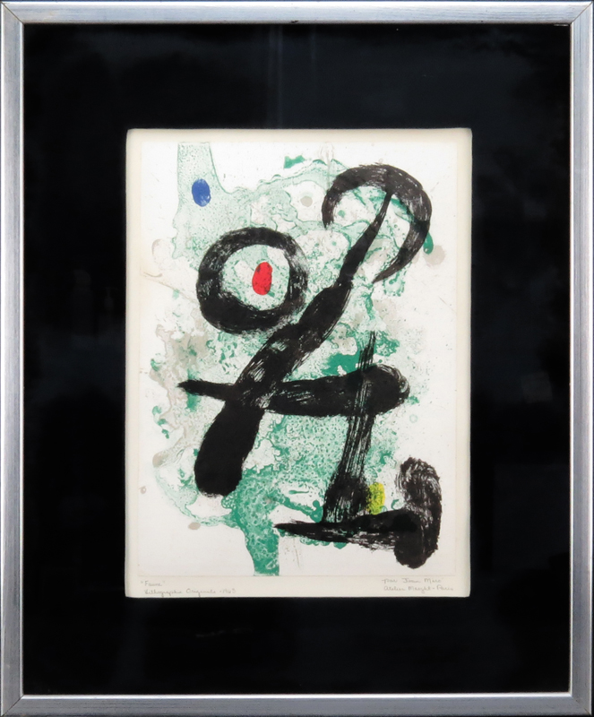 After: Joan Miro, French (1893-1983) Color Lithograph "Faume"
