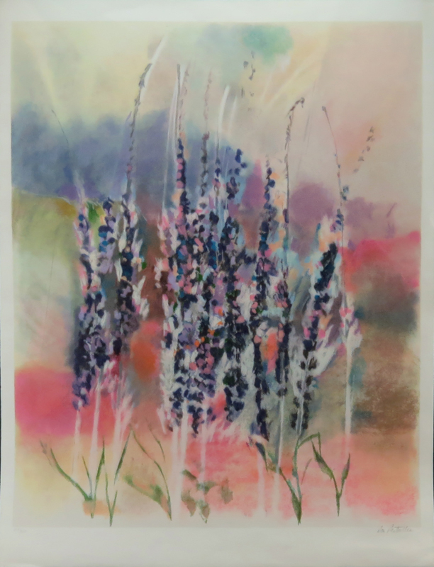 Dan Partouche, French/Israeli (b-1936)  "Field Flower" Lithograph, Pencil Signed and Numbered 259/300