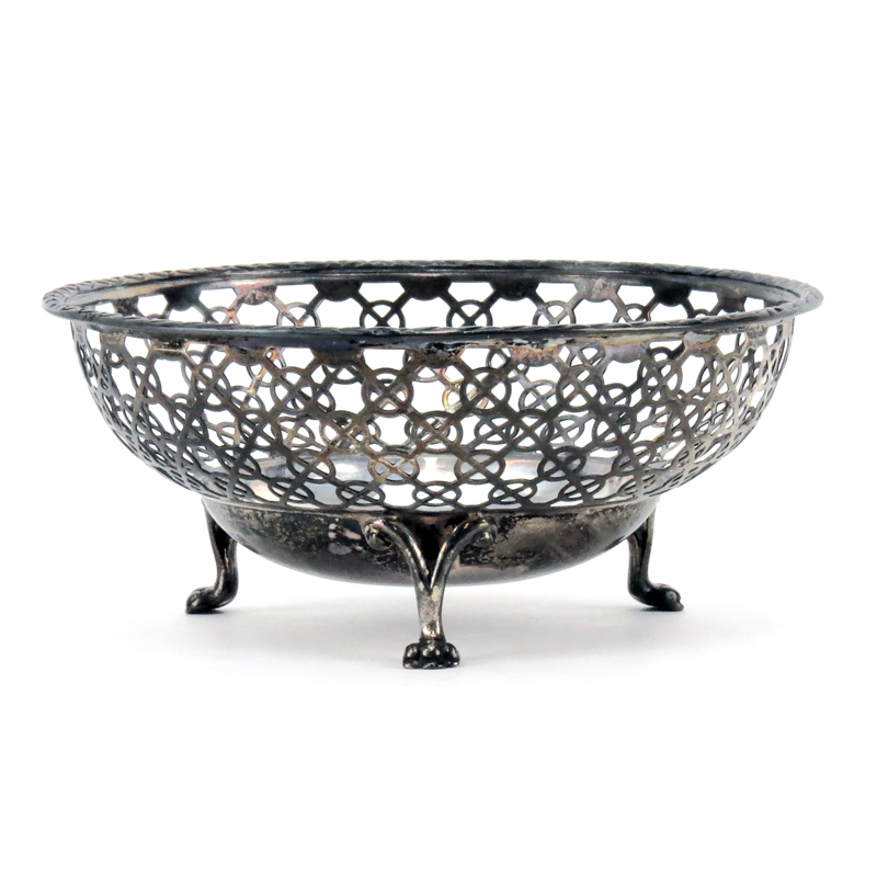 Antique English Silver Reticulated Footed Basket