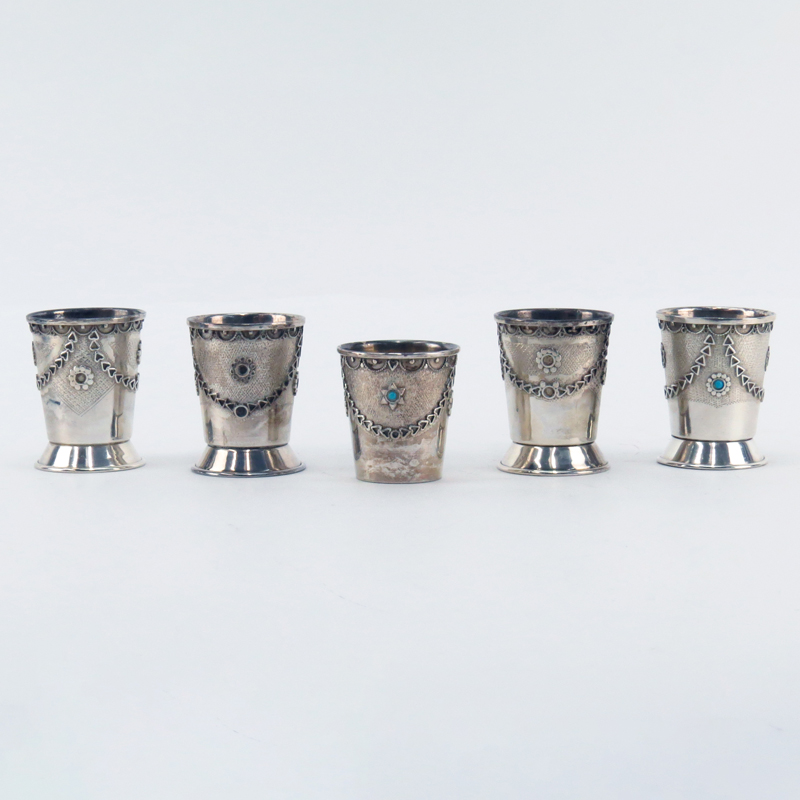 Lot of Five (5) Israeli Silver Cups