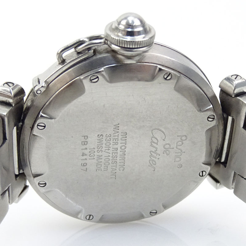 Man's Cartier Pasha Stainless Steel Automatic Movement Bracelet Watch