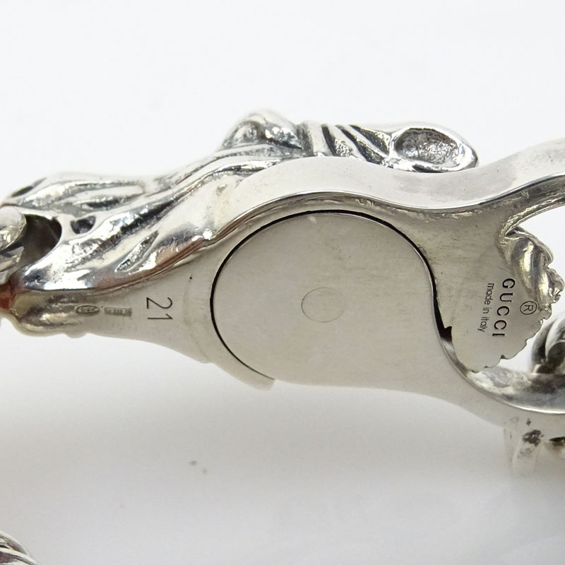 Men's Gucci Sterling Silver Bracelet with Horse head Clasp