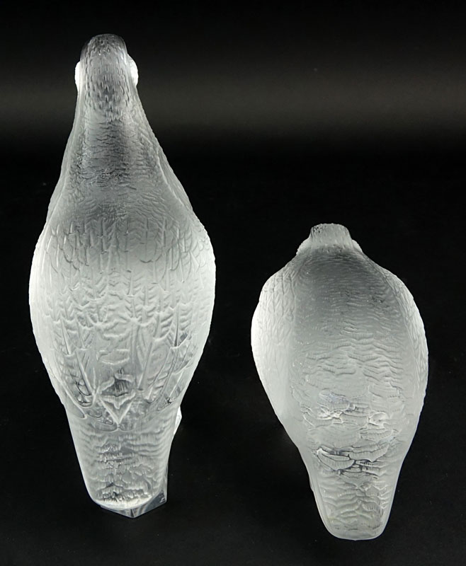 Grouping of Two (2) Lalique Crystal Bird Figurines
